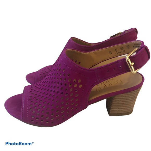 Franco Sarto Shoes - Franco Sarto Women's Monaco Platform Sandal Laser Cut Fuchsia Suede Leather